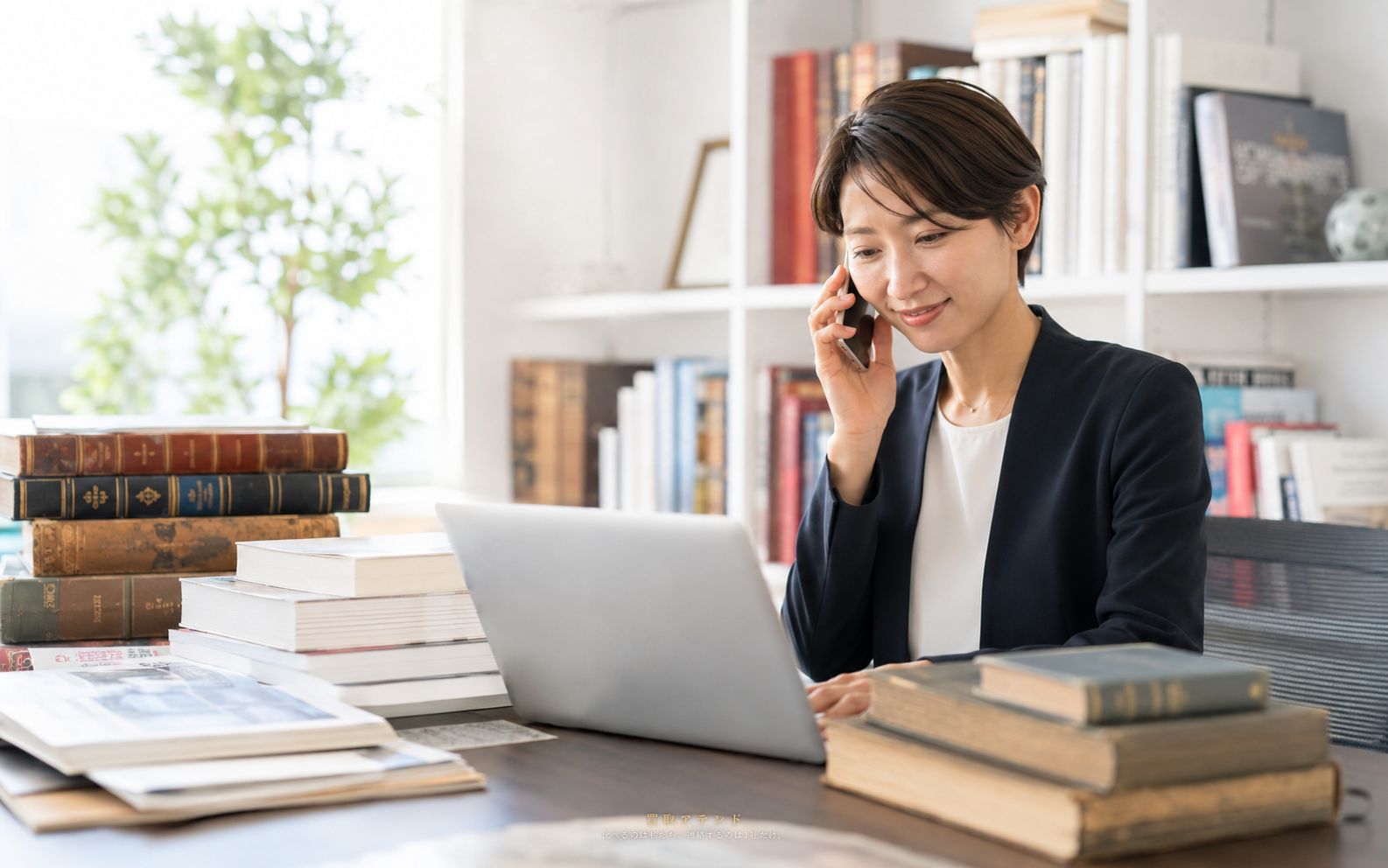本・古書の出張買取について買取アテンドが相談内容を確認しているイメージ