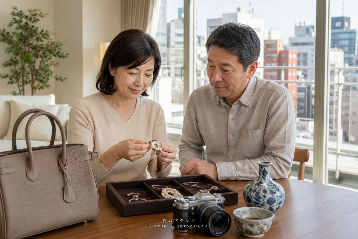 中央区で出張買取を相談できるブランド品や時計、カメラ、食器などのイメージ