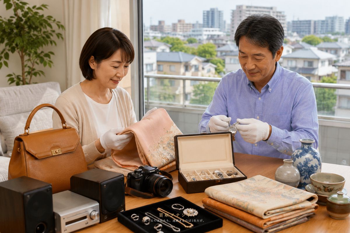 板橋区で相談できる出張買取品目のイメージ 板橋区で出張買取を相談できるブランド品・時計・ジュエリー・カメラ・着物・骨董品・楽器・家電のイメージ