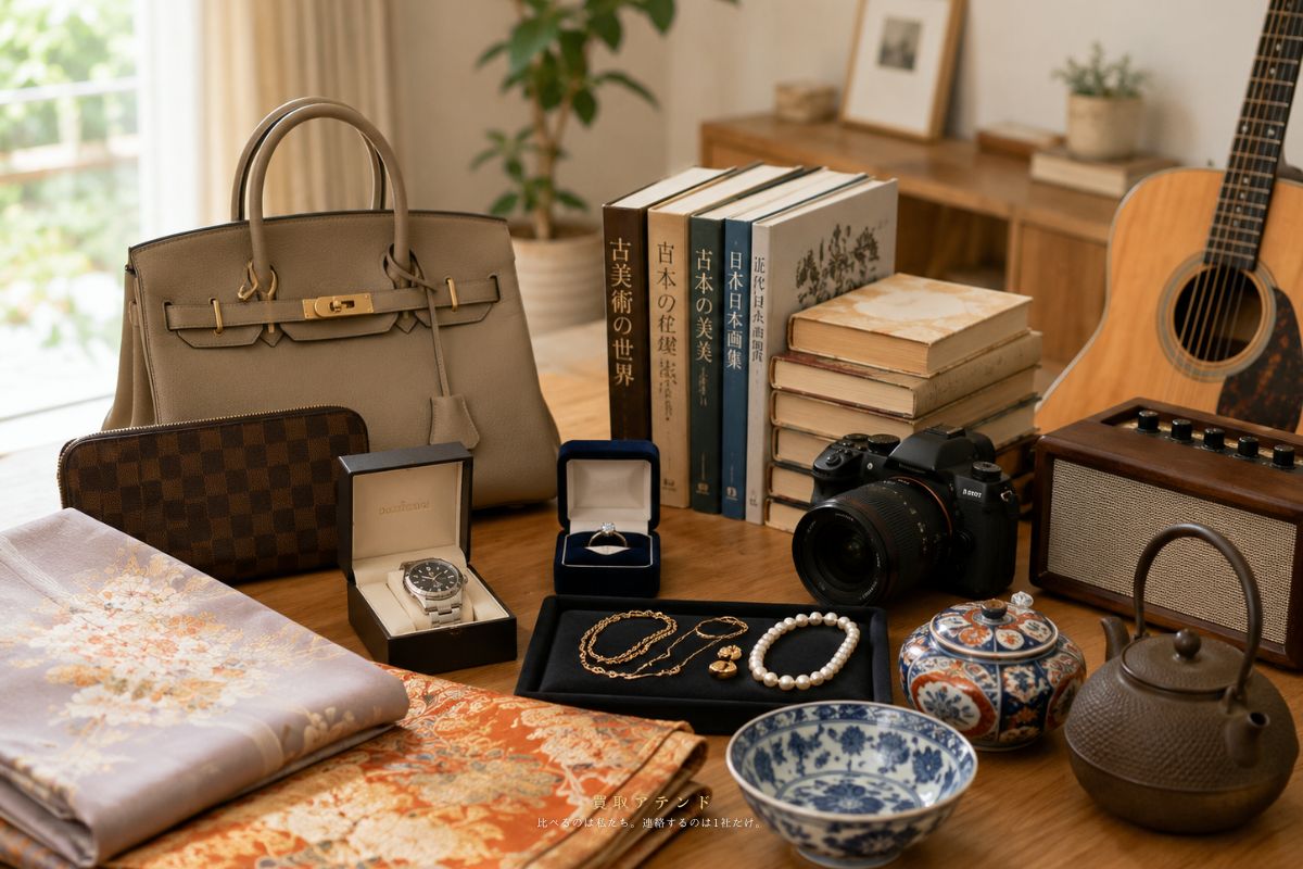 杉並区で出張買取を相談できるブランド品・時計・本・楽器・オーディオ・カメラ・家電・骨董品のイメージ