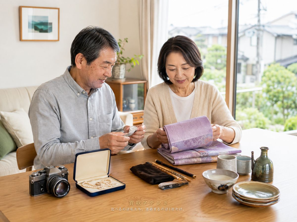 昭島市で相談できる出張買取品目のイメージ 昭島市で出張買取を相談できる時計・カメラ・ジュエリー・着物・食器・楽器のイメージ