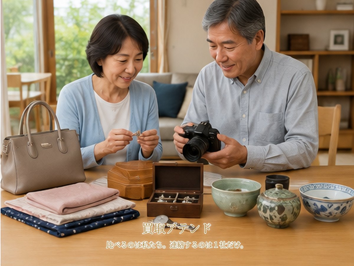 川崎市麻生区の自宅で日本人夫婦がバッグや時計、カメラ、ジュエリー、食器を確認している様子