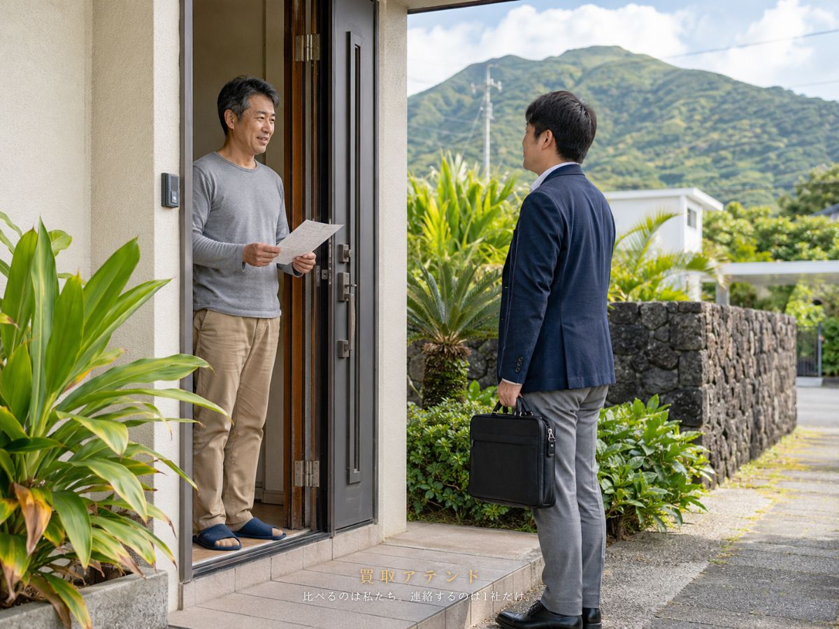 八丈町の住宅へ出張買取スタッフが訪問するイメージ 八丈町の戸建て住宅へ出張買取スタッフが訪問するイメージ