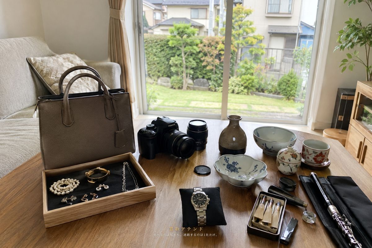 小平市で出張買取を相談できる主な品物 小平市で出張買取を相談できる時計やカメラやジュエリーなどの品物イメージ