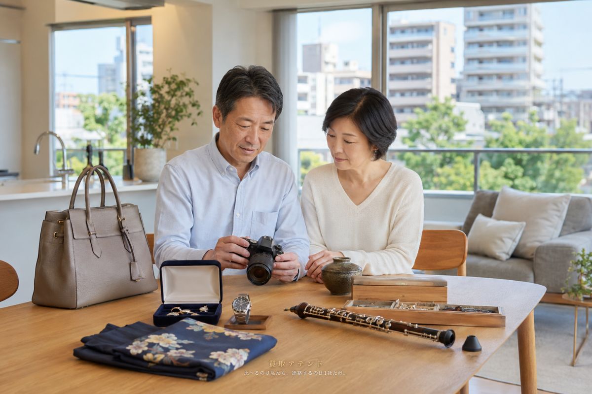 国分寺市で相談できる出張買取品目のイメージ 国分寺市で出張買取を相談できるブランド品・時計・ジュエリー・カメラ・着物・骨董品・楽器・家電のイメージ