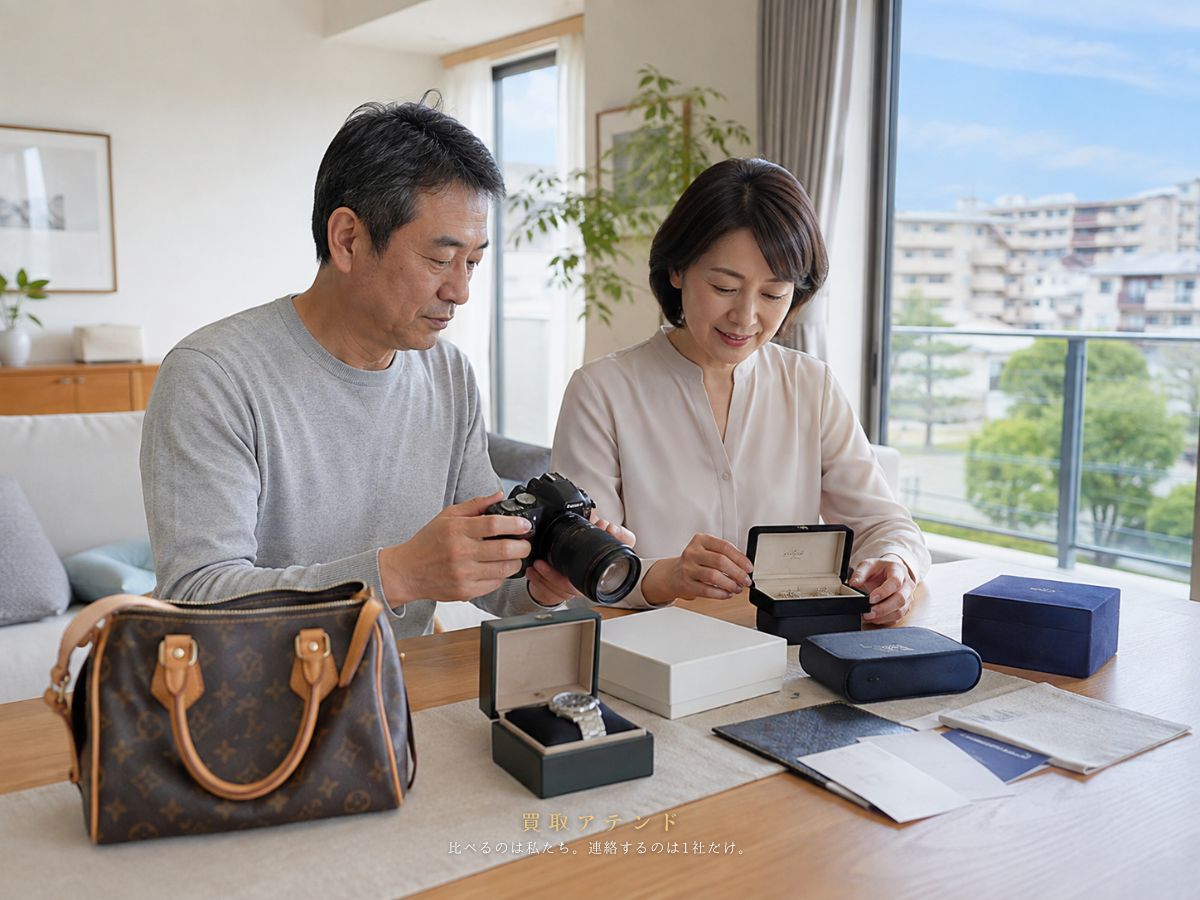 狛江市の住宅で出張買取を相談するブランド品や時計やカメラなどのイメージ