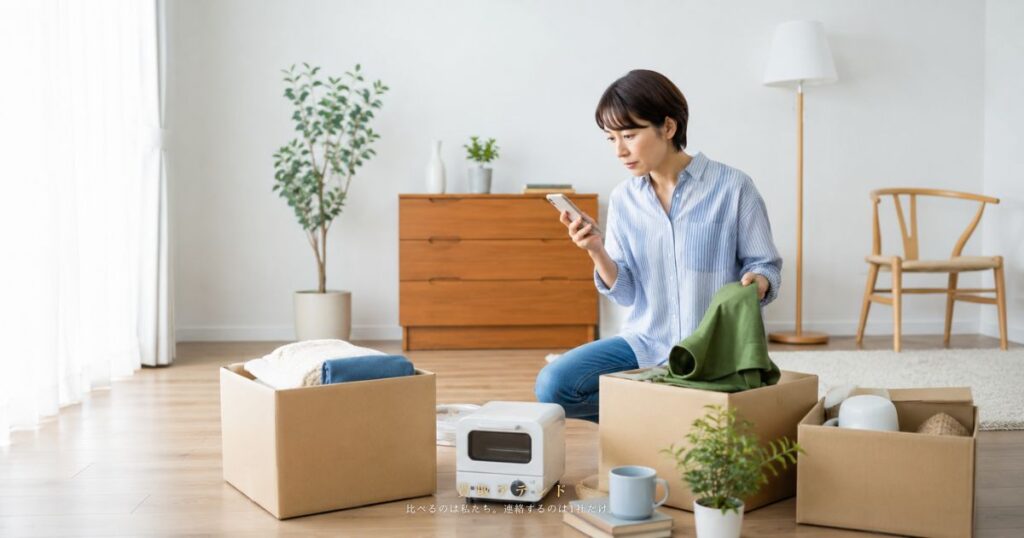 引っ越し前に売却候補の家具・家電と予定を整理する日本人利用者