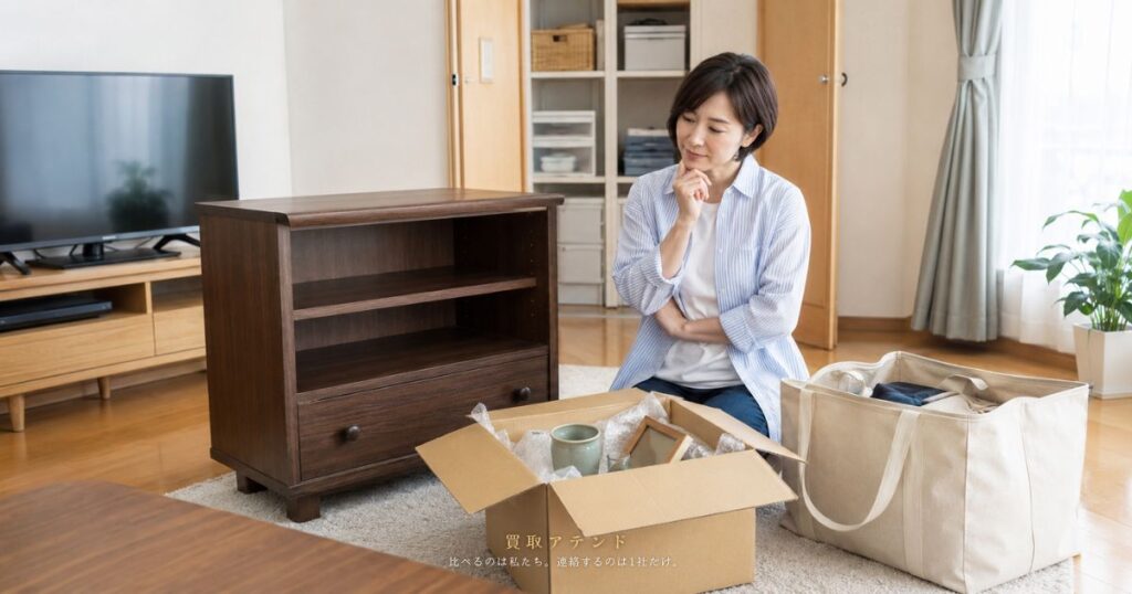 出張買取・宅配買取・店頭買取のどれを利用するか品物を整理しながら考える日本人利用者