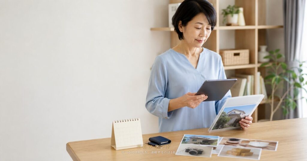遠方から実家の鍵・品物・訪問日程を確認して出張買取を準備する家族