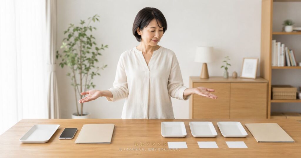 1社に相談する方法と複数の買取店を比較する方法を左右に分けて表現したイメージ