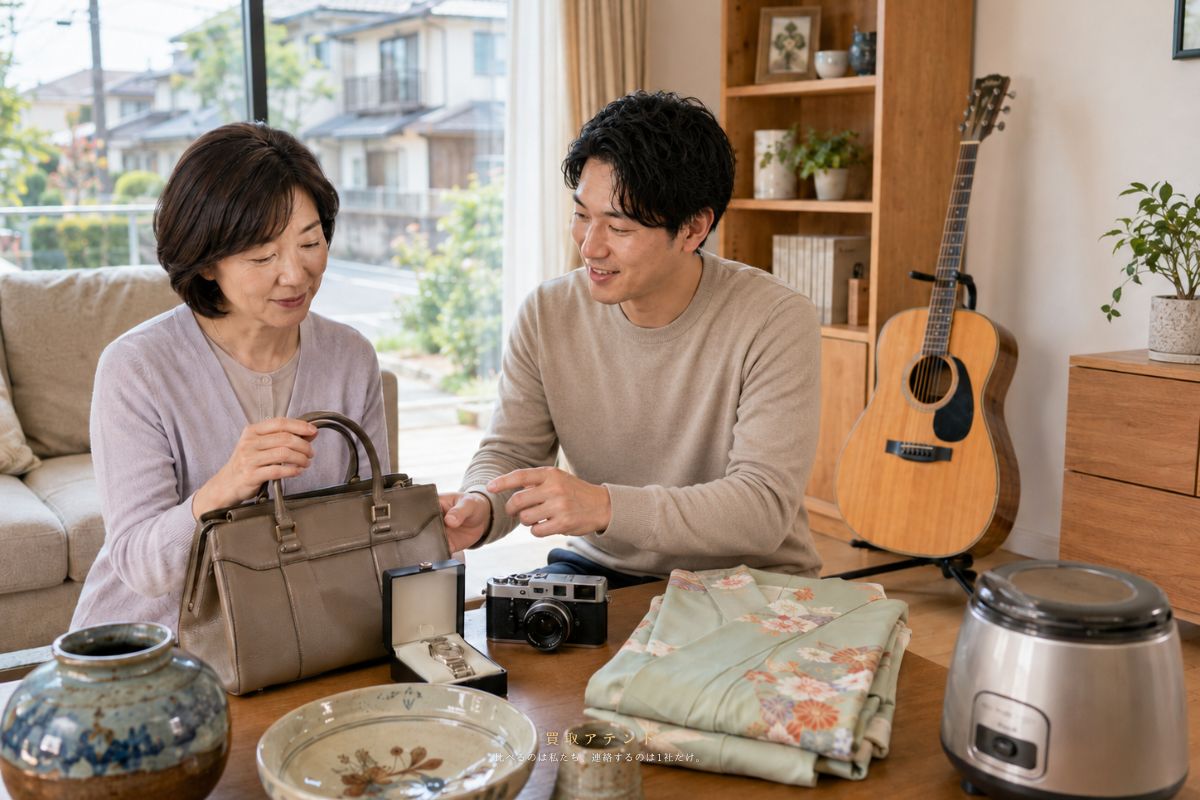 立川市で出張買取を相談できるブランド品・時計・カメラ・着物・骨董品・楽器・家電のイメージ